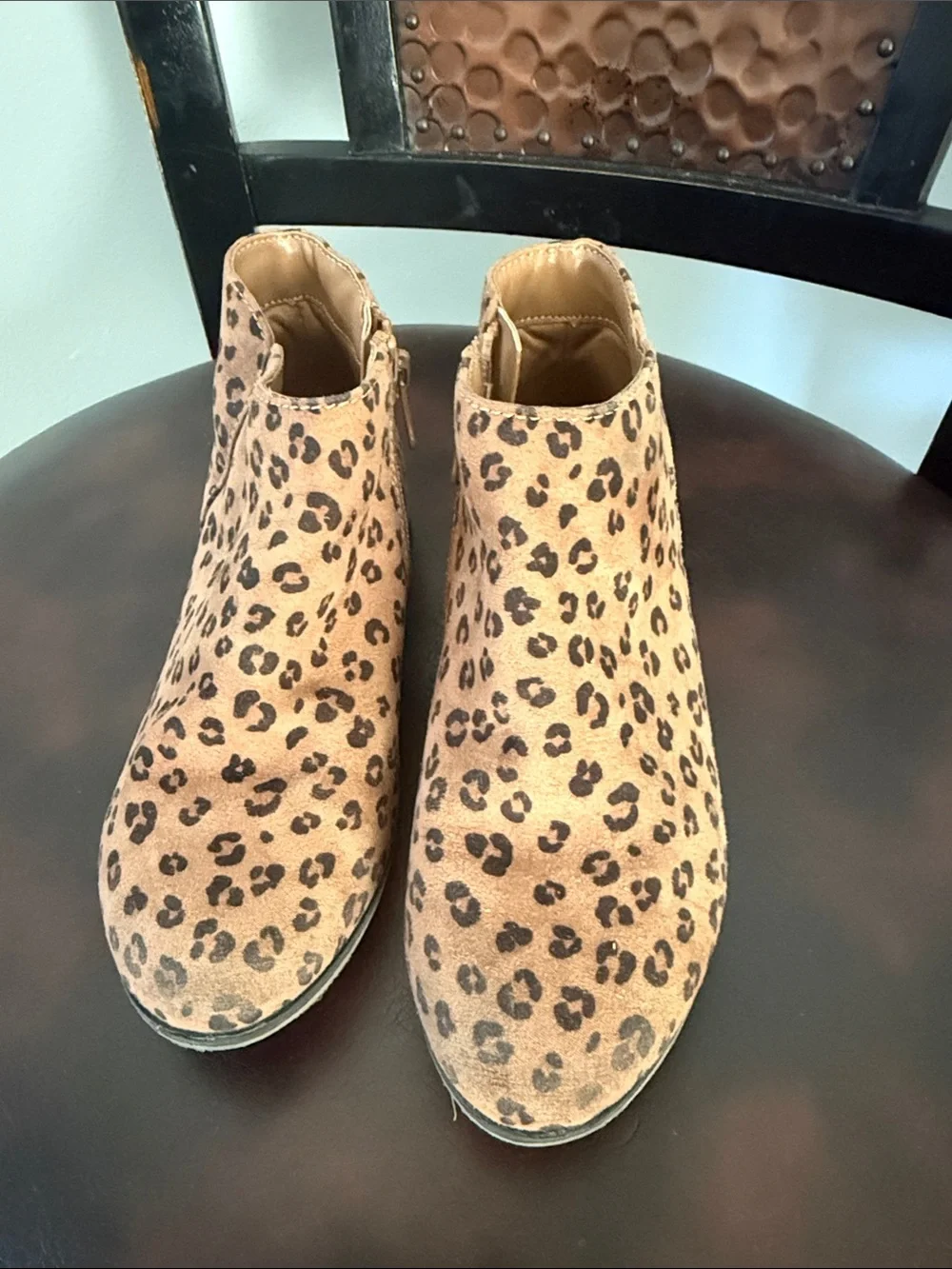 Cat & Jack Leopard Print Ankle Boots - Tan & Black